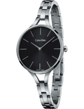 Calvin Klein Graphic Black Dial Silver Steel Strap Watch for Women - K7E23141