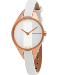 Calvin Klein Rebel White Grey Dial White Leather Strap Watch for Women - K8P236L6