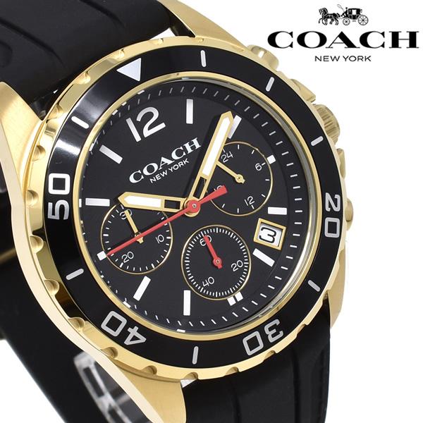 Coach Kent Chronograph Rose Gold Dial Black Leather Strap Watch for Men - 14602559