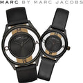 Marc Jacobs Tether Transparent Black Dial Black Leather Strap Watch for Women - MBM1379