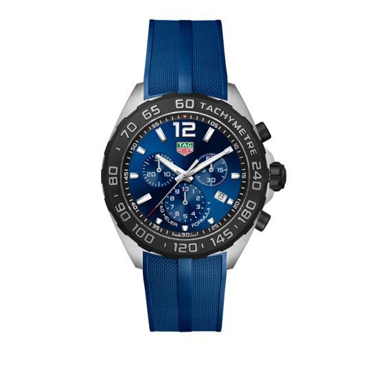 Tag Heuer Formula 1 Chronograph Blue Dial Blue Rubber Strap Watch for Men - CAZ101AV.FT8077
