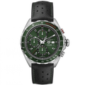 Tag Heuer Formula 1 Calibre 16 Automatic Chronograph Green Dial Black Leather Strap Watch for Men - CAZ2016.FC6473