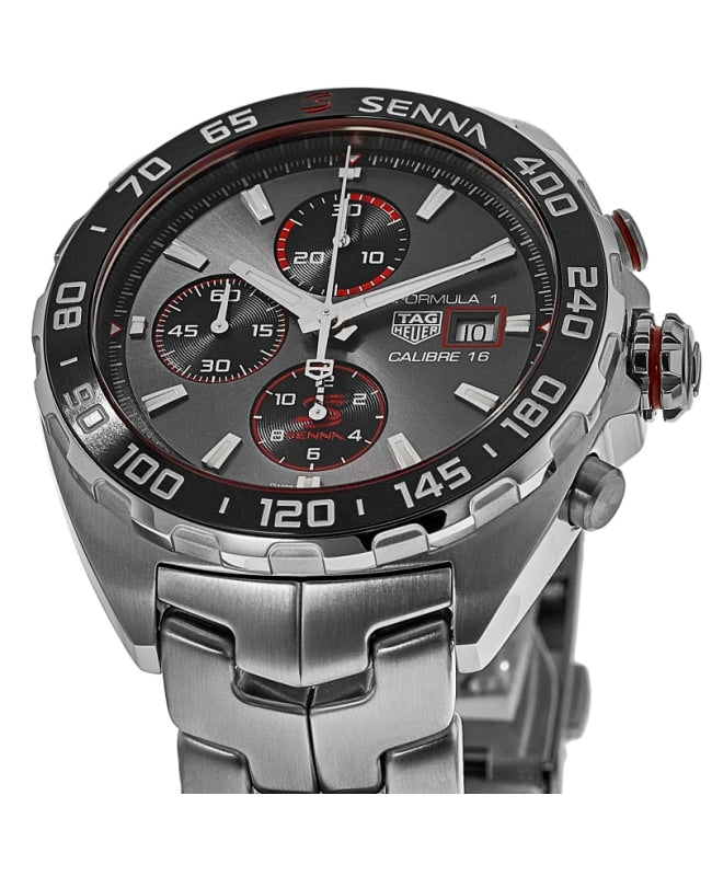 Tag Heuer Formula 1 Chronograph Senna Grey Dial Silver Steel Strap Watch for Men - CAZ201D.BA0633
