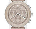 Burberry The City Chronograph Rose Gold Dial Beige Leather Strap Watch For Women - BU9702