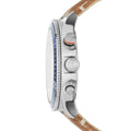 Fossil Bowman Chronograph Blue Dial Brown Leather Strap Watch for Men - FS5602