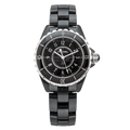 Chanel J12 Quartz Ceramic Black Dial Black Steel Strap Watch for Women - J12 H0682