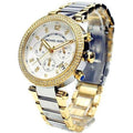 Michael Kors Parker Chronograph Silver Dial Two Tone Steel Strap Watch For Women - MK5687