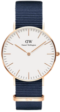 Daniel Wellington Classic Bayswater White Dial Navy Blue NATO Strap Watch For Women - DW00100279