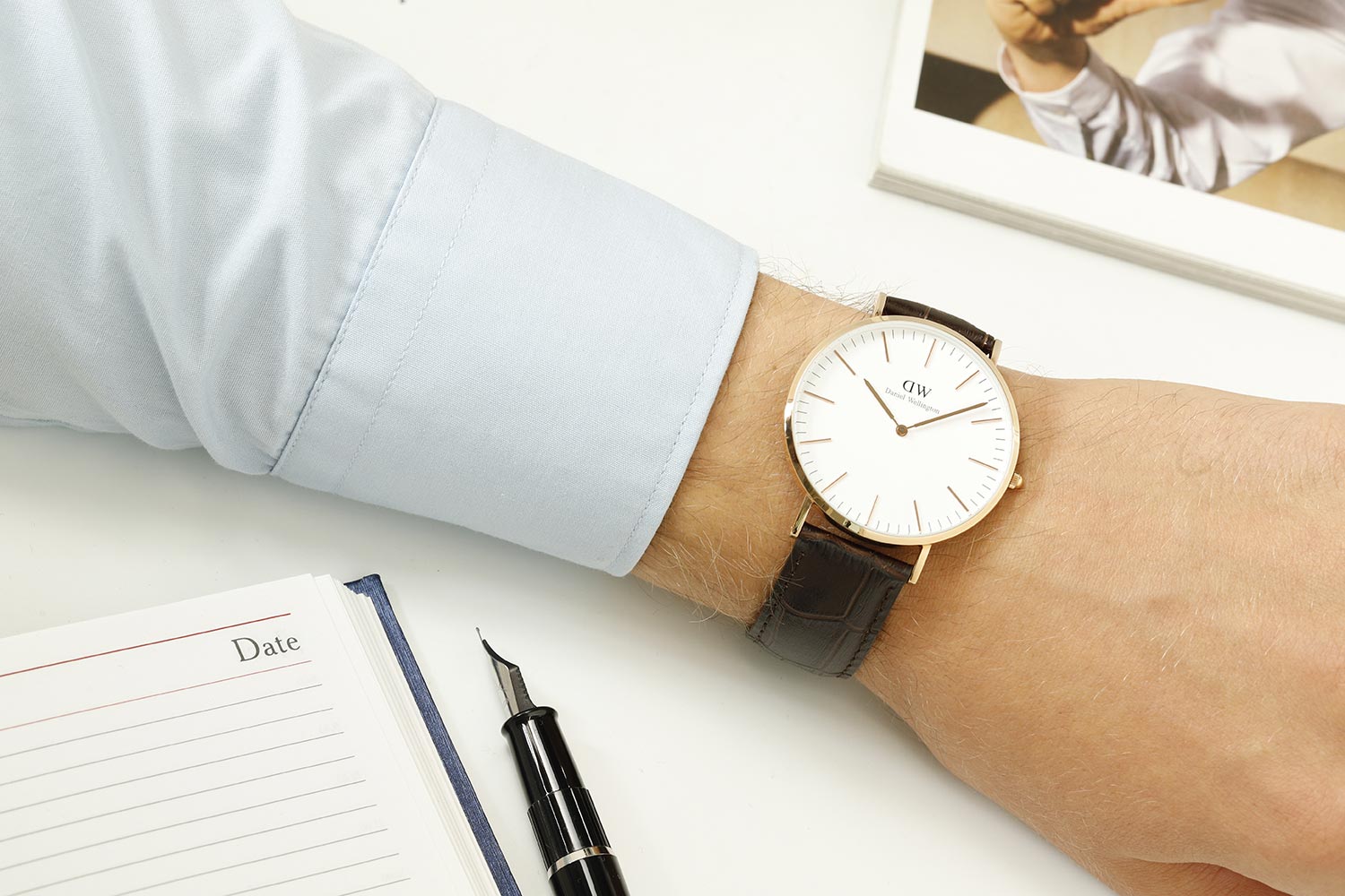 Daniel Wellington Classic York White Dial Brown Leather Strap Watch For Men - DW00100011