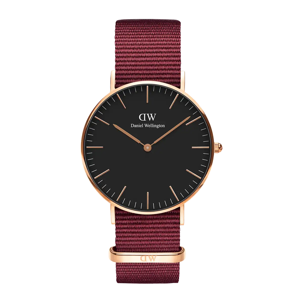 Daniel Wellington Classic Roselyn Black Dial Maroon Nylon Strap Watch For Women - DW00100273