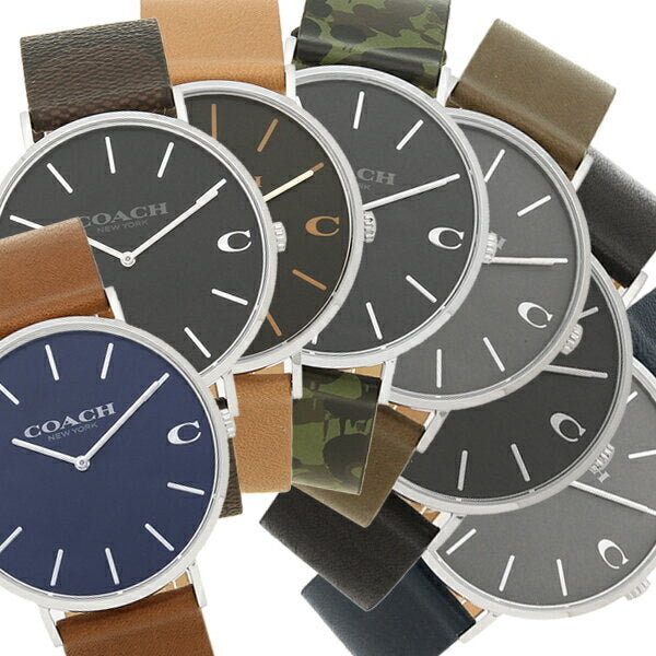 Coach Charles Grey Dial Black Leather Strap Watch for Men - 14602150