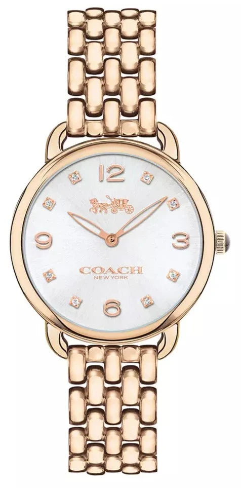 Coach Delancey White Dial Rose Gold Steel Strap Watch for Women - 14502783