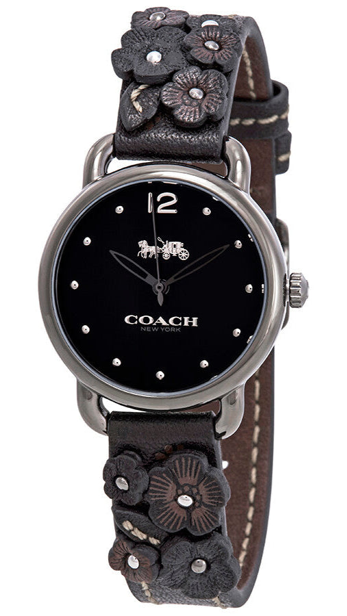 Coach Delancey Black Dial Black Leather Strap Watch For Women - 14502816