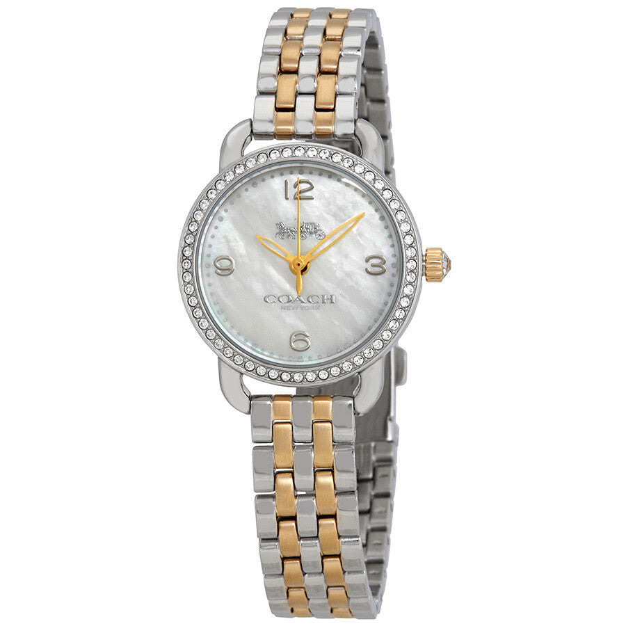 Coach Delancey Mother of Pearl White Dial Two Tone Steel Strap Watch for Women - 14502480