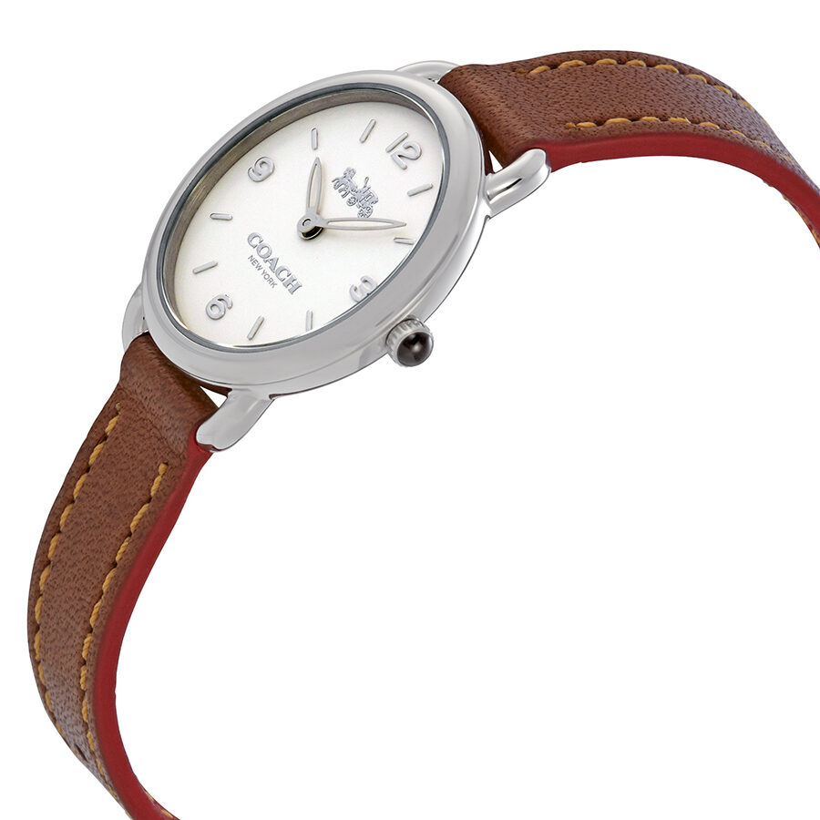 Coach Delancey Slim Cream Dial Brown Leather Strap Watch For Women - 14502789