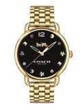 Coach Delancey Black Dial Gold Steel Strap Watch for Women - 14502813