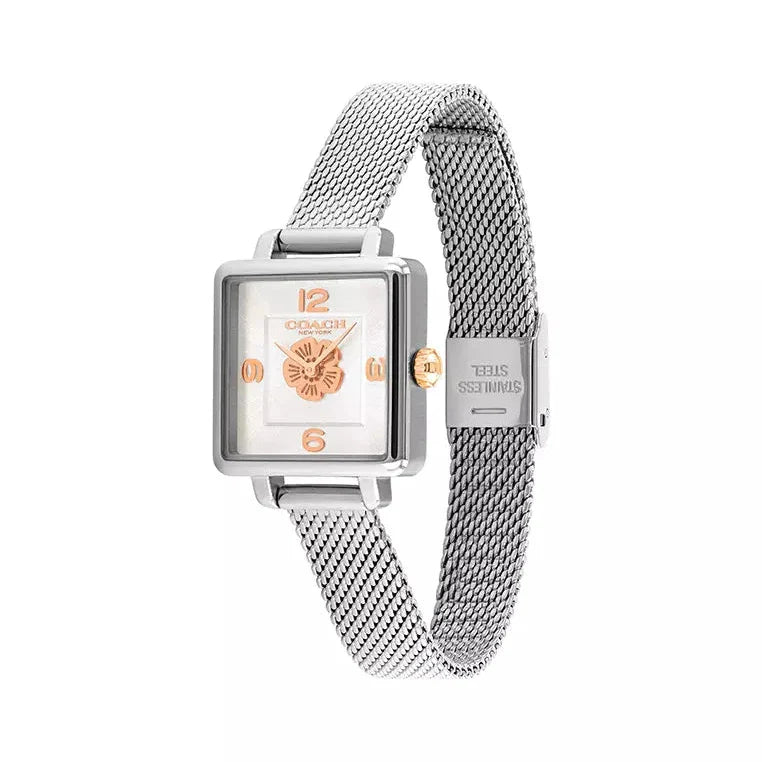 Coach Cass White Dial Silver Mesh Bracelet Watch for Women - 14503697
