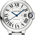 Cartier Ballon Bleu de Cartier Silver Dial Black Leather Strap Watch for Men - WSBB0026