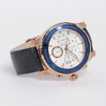 Guess Pinnacle Chronograph White Dial Blue Leather Strap Watch For Men - W0673G6