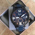 Fossil Nate Chronograph Blue Dial Two Tone Steel Strap Watch for Men - JR1494