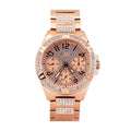 Guess Frontier Diamonds Rose Gold Dial Rose Gold Steel Strap Watch For Women - W1156L3