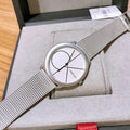 Calvin Klein Minimal White Dial Silver Mesh Bracelet Watch for Women - K3M5215X