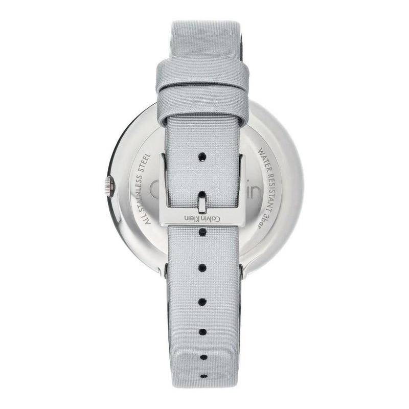Calvin Klein Chic Silver Dial White Leather Strap Watch for Women - K7N23UP8