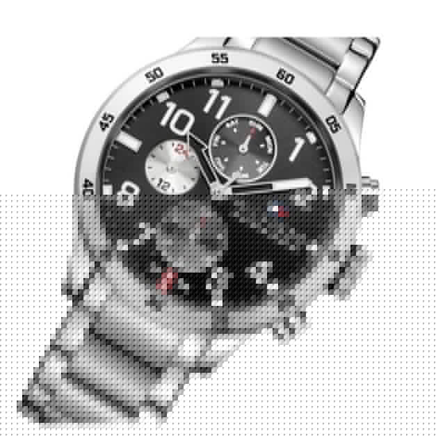 Tommy Hilfiger Cool Sport Multifunction Black Dial Silver Steel Strap Watch for Men - 1791141