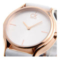 Calvin Klein Skirt White Dial White Leather Strap Watch for Women - K2U236K6