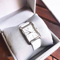 Calvin Klein Window White Dial White Leather Strap Watch for Men - K2M21120