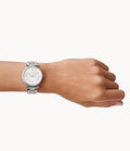 Fossil Carlie Silver Dial Silver Steel Strap Watch for Women - ES4341