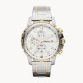 Fossil Dean Chronograph White Dial Silver Steel Strap Watch for Men - FS4795