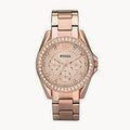 Fossil Riley Multifunction Rose Gold Dial Rose Gold Steel Strap Watch for Women - ES2811