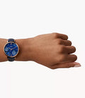 Fossil Jacqueline Blue Dial Blue Leather Strap Watch for Women - ES4673