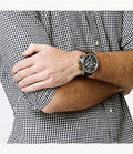 Fossil Nate Chronograph Grey Dial Brown Leather Strap Watch for Men - JR1424