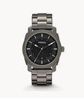 Fossil Machine Chronograph Black Dial Grey Steel Strap Watch for Men - FS4774