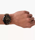 Fossil Townsman Chronograph Black Dial Brown Leather Strap Watch for Men - FS5437