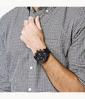 Fossil Nate Chronograph Black Dial Black Leather Strap Watch for Men - JR1354
