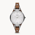 Fossil Georgia White Dial Brown Leather Strap Watch for Women - ES3060