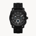 Fossil Machine Chronograph Black Dial Black Silicone Strap Watch for Men - FS4487