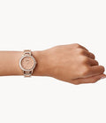 Fossil Jesse Crystal Rose Gold Dial Rose Gold Steel Strap Watch for Women - ES3020