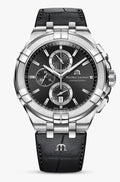 Maurice Lacroix Aikon Chronograph Black Dial Black Leather Strap Watch for Men - AI1018-SS001-330-1