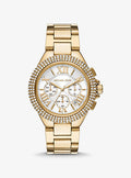 Michael Kors Camille Silver Diamonds Dial Gold Steel Strap Watch for Women - MK5756