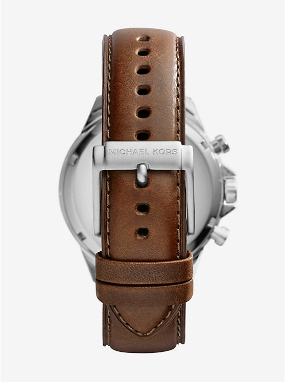 Michael Kors Gage Chronograph Blue Dial Brown Leather Strap Watch For Men - MK8362