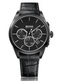 Hugo Boss Onyx Black Dial Black Leather Strap Watch for Men - 1513367