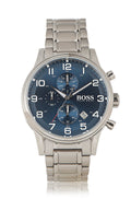 Hugo Boss Aeroliner Blue Dial Silver Steel Strap Watch for Men - 1513183