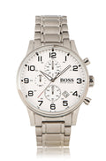 Hugo Boss Aeroliner Chronograph White Dial Silver Steel Strap Watch for Men - 1513182