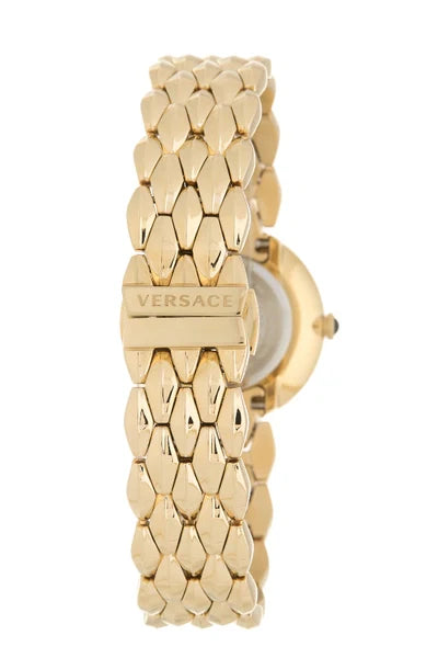 Versace V Flare Diamonds Silver Dial Gold Steel Strap Watch for Women - VEBN00918