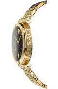 Versace V-Twist Black Dial Gold Mesh Bracelet Watch for Women - VELS00819