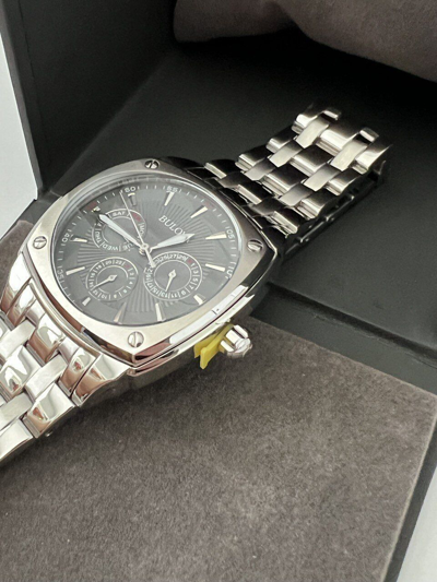 Bulova Classic Collection Multifunction Grey Dial Silver Steel Strap Watch for Men - 96C148